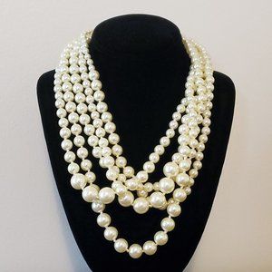 Stunning J. Crew Multi Strand Faux Pearls Hammock Necklace 20"